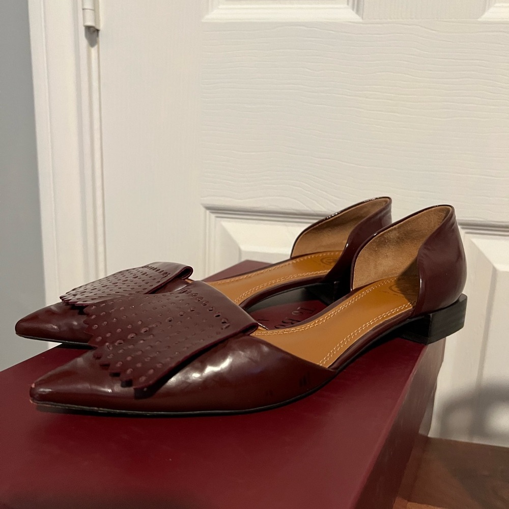Used Tory Burch Burgundy flats size 8